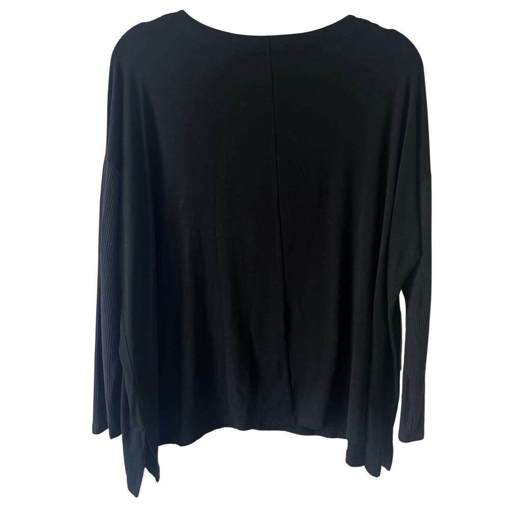 J. Jill Wearever Collection Black Oversized Tunic Top Size‎ Small Ribbed Sleeves - Picture 5 of 9